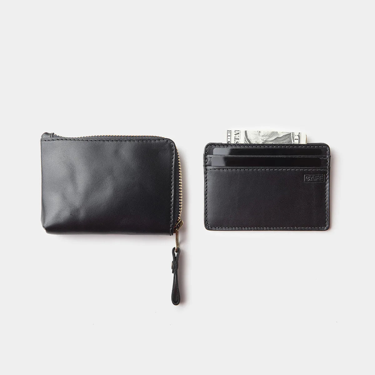 Osaka Leather Zip Wallet - Black