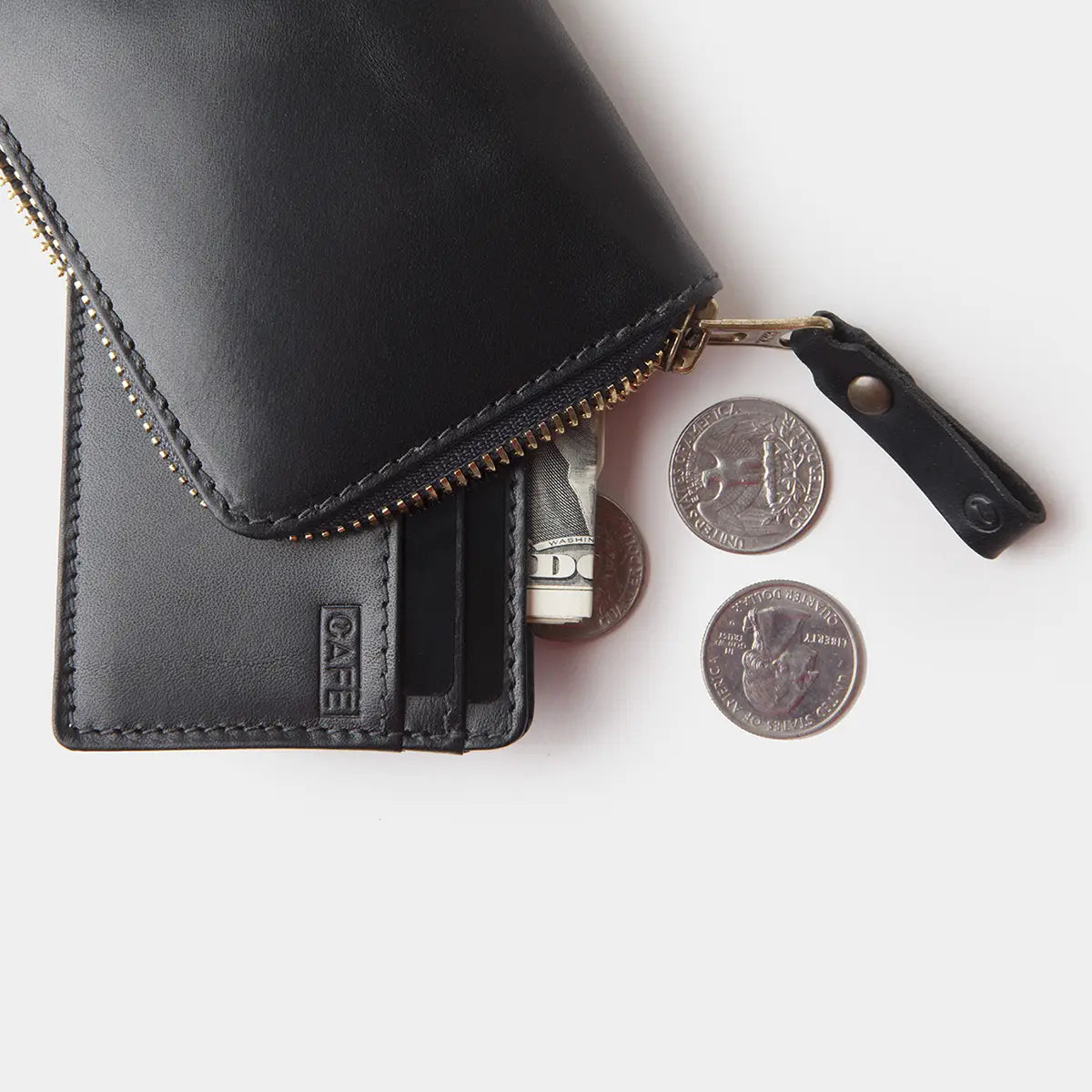 Osaka Leather Zip Wallet - Black
