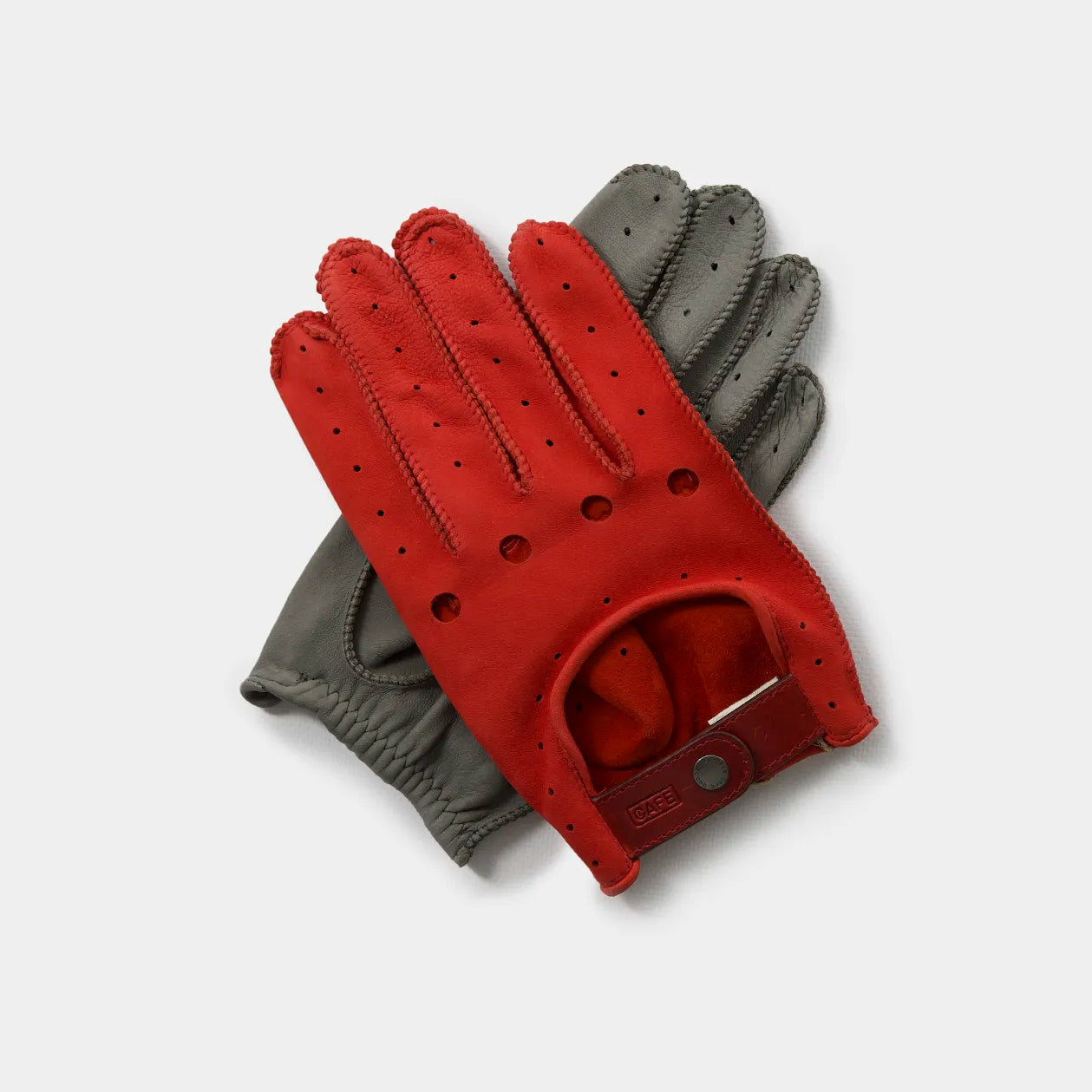 Guantes de conducir Triton Suede Rojo &amp; Gris