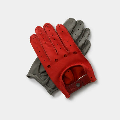 Guantes de conducir Triton Suede Rojo &amp; Gris