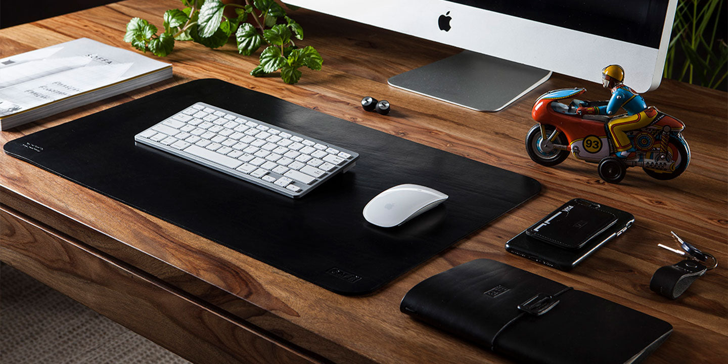 Leather Desk Pad Black Cafe Leather