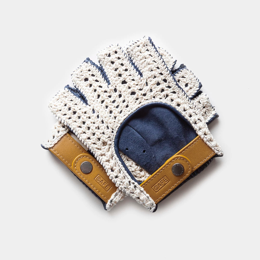 Crochet Fingerless Driving Gloves "Triton" in Marlin
