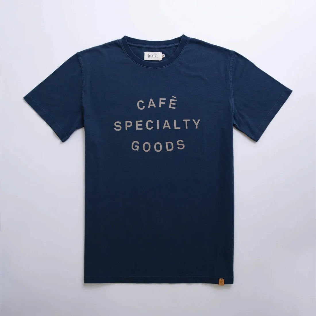 organic tee logo cafe navy