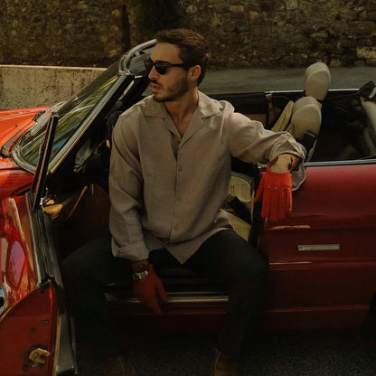 Driving Gloves in Red Suede