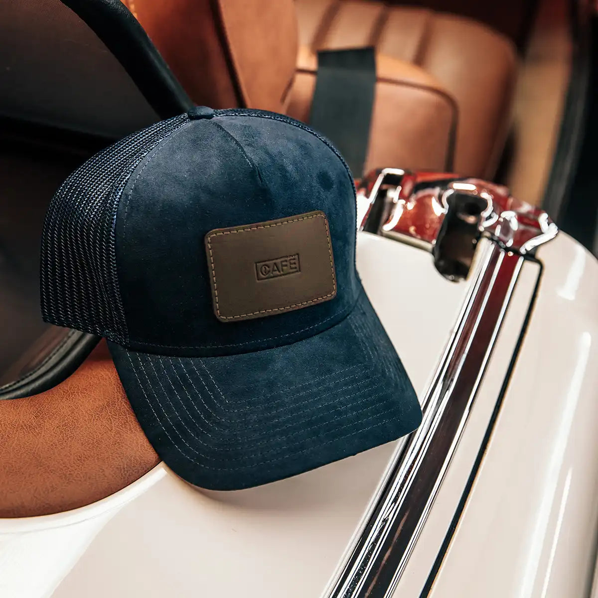 Gorra Suede Navy Black Coffee