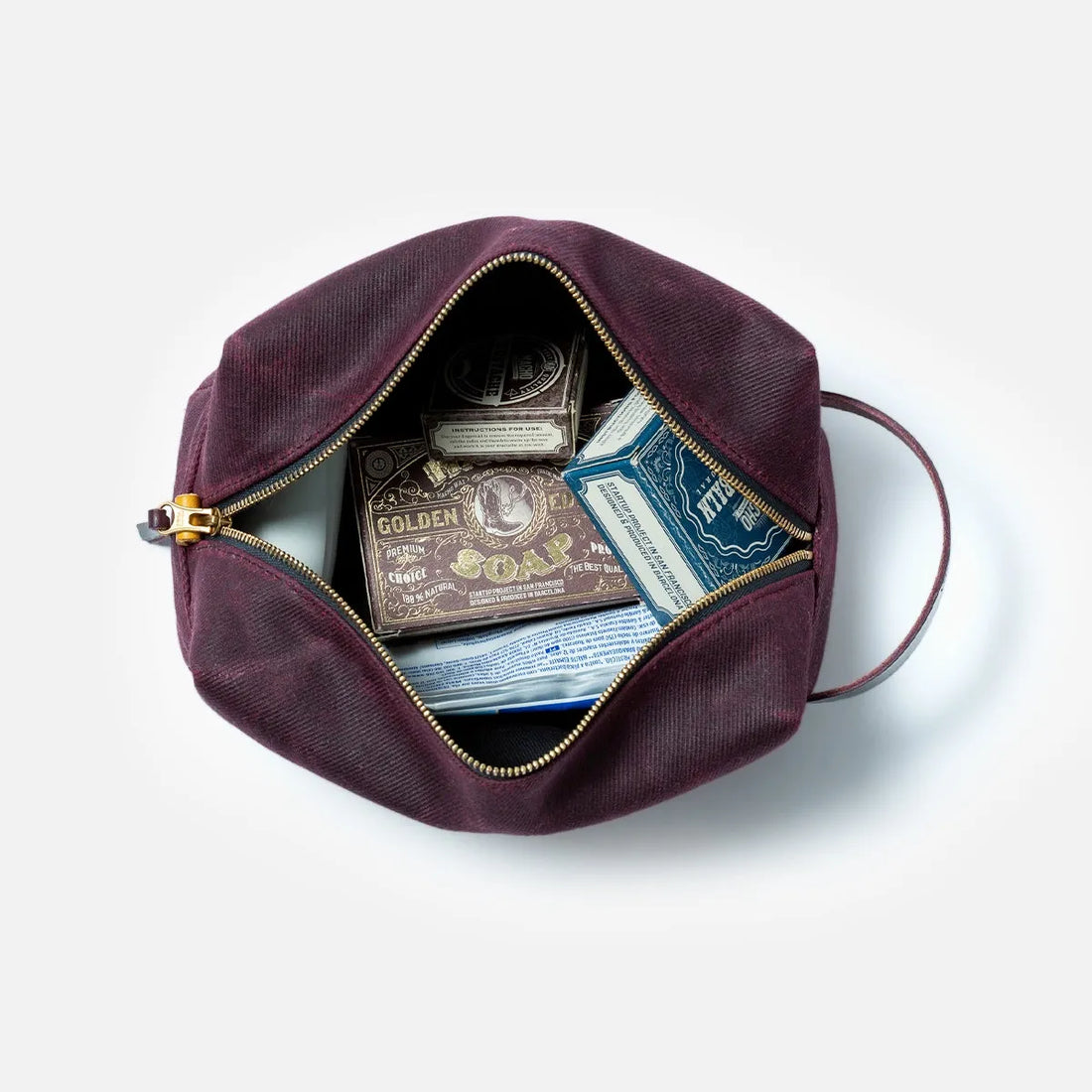 Toiletry Bag in Burgundy & Eggplant