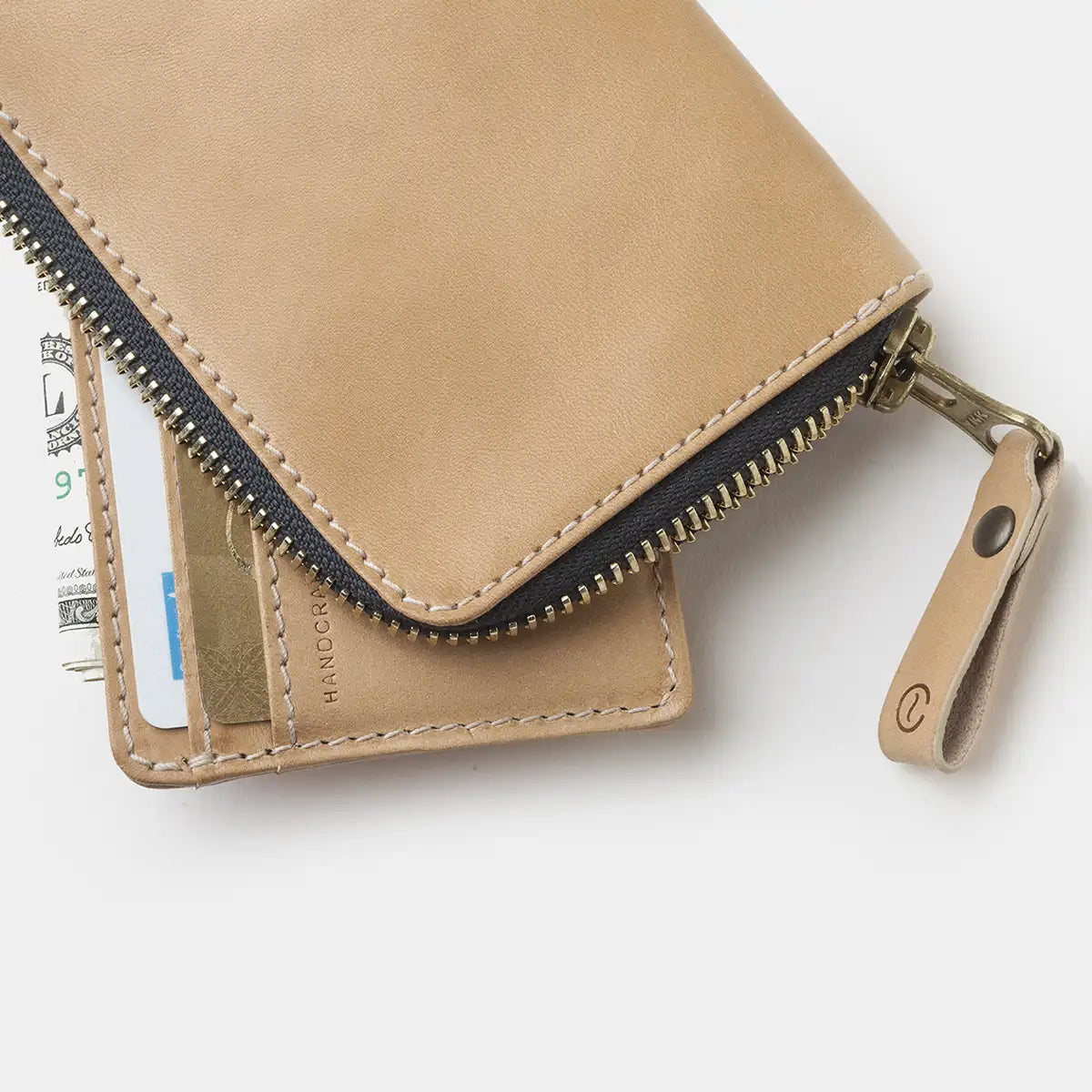 Osaka Leather Zip Wallet - Natural