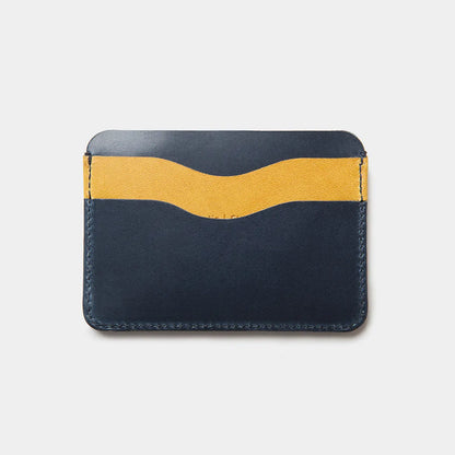 Leather Card Holder Panama+ - Ocean &amp; Spicy Mustard
