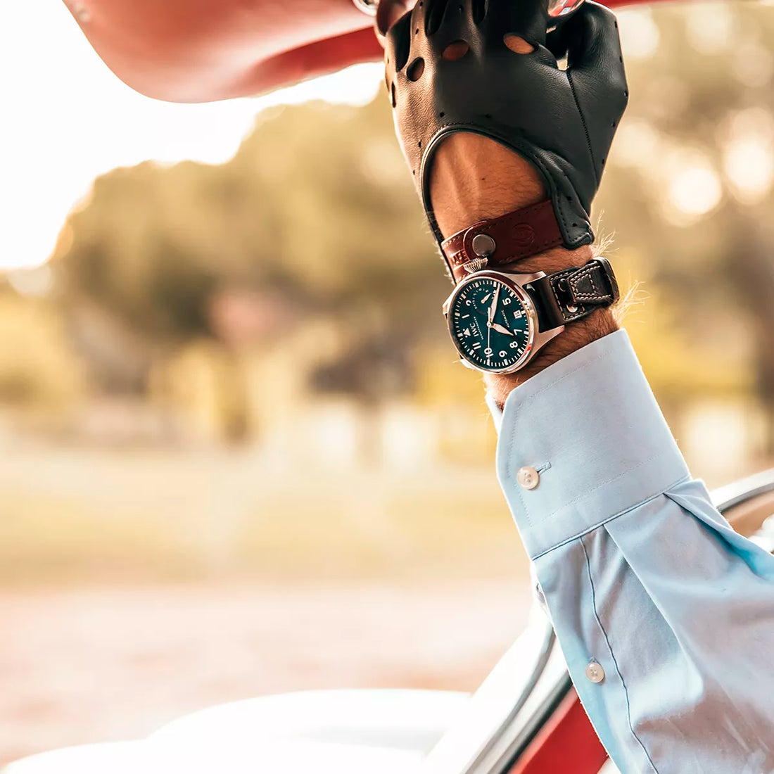 IWC driving gloves grey color
