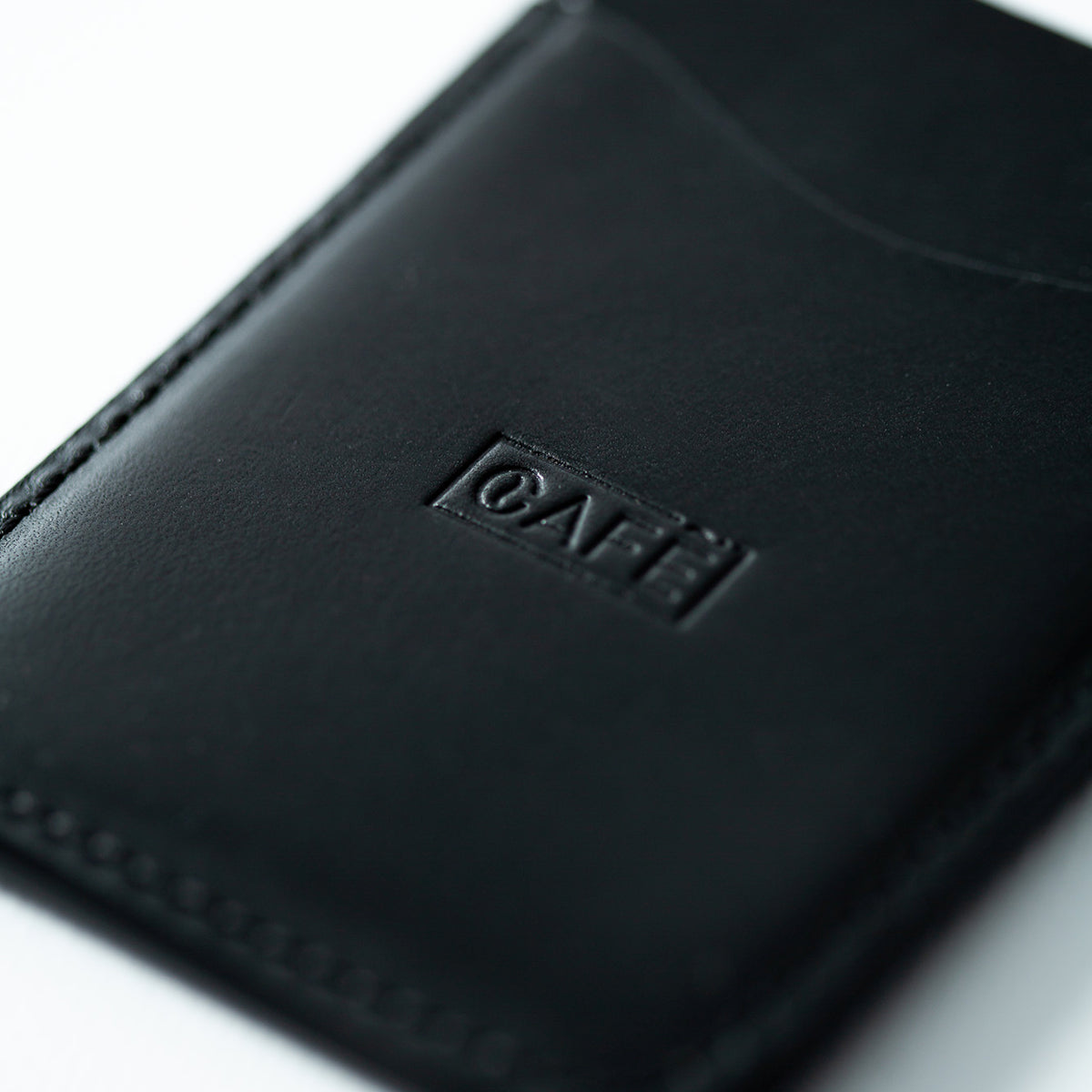 leather card holder all black front