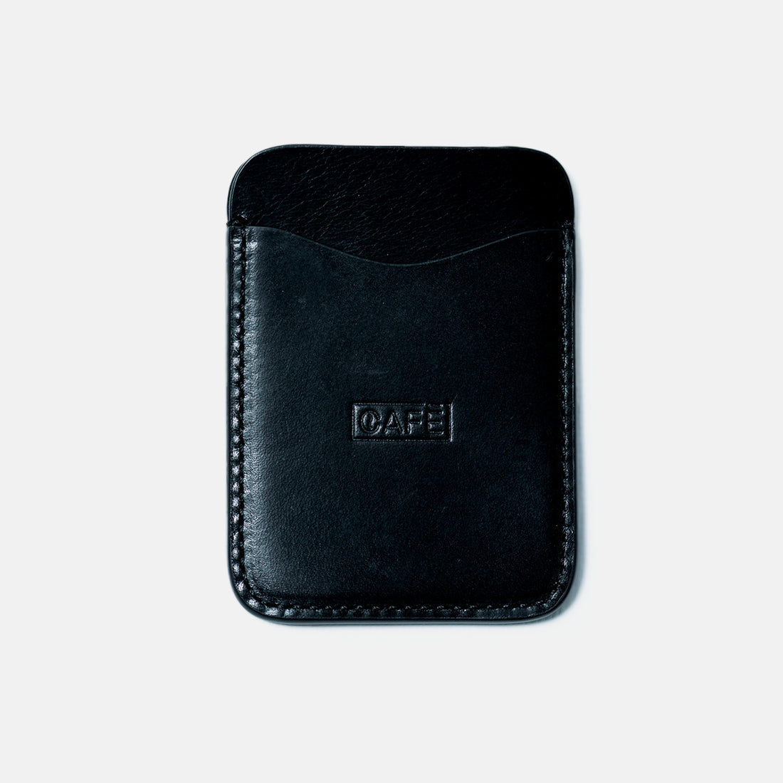 leather card holder all black front
