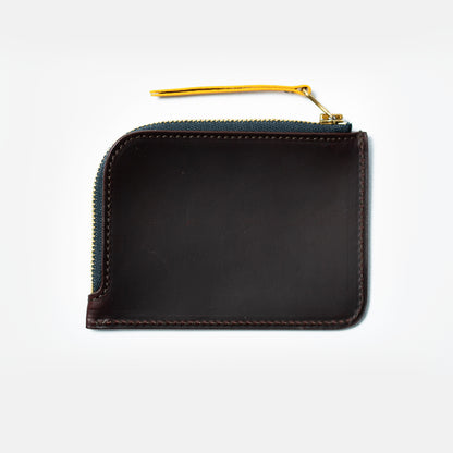 leather zip wallet card holder black coffee back