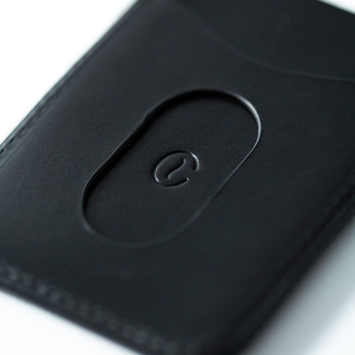 leather card holder all black back side