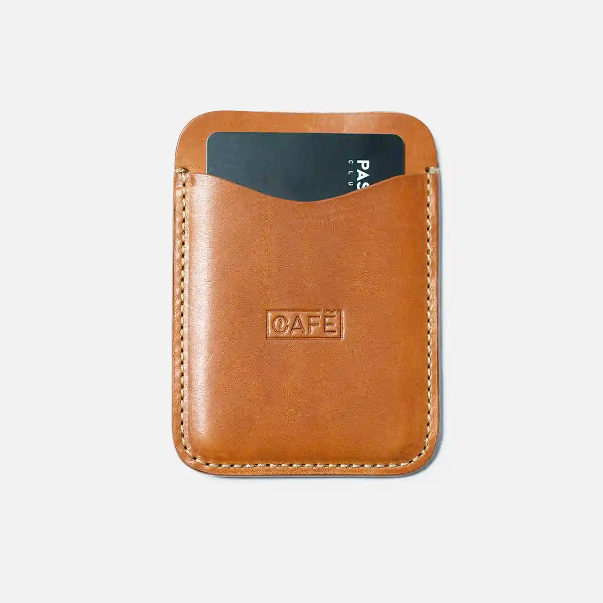 leather card holder roasted front card