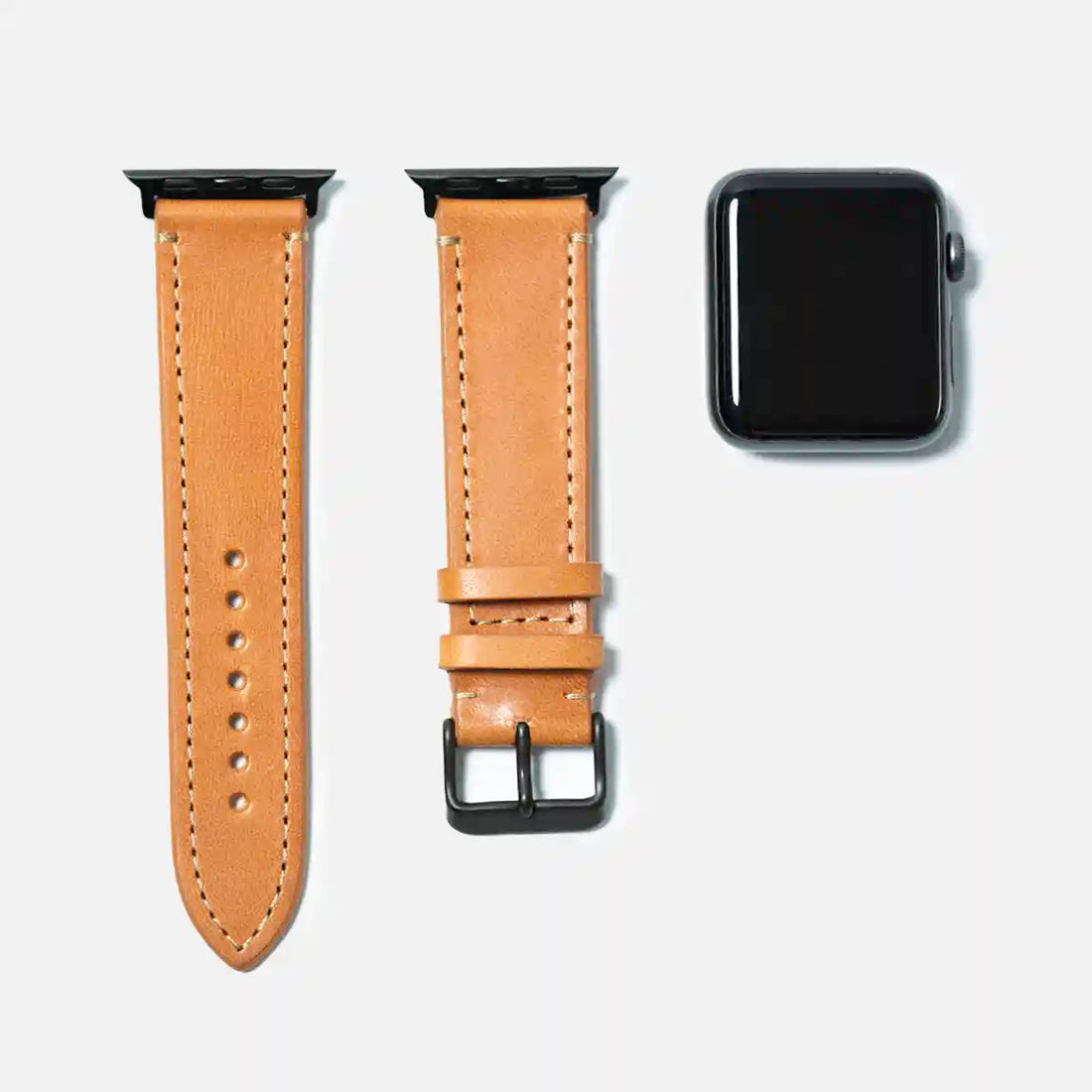 leather iwatch strap black steel roasted