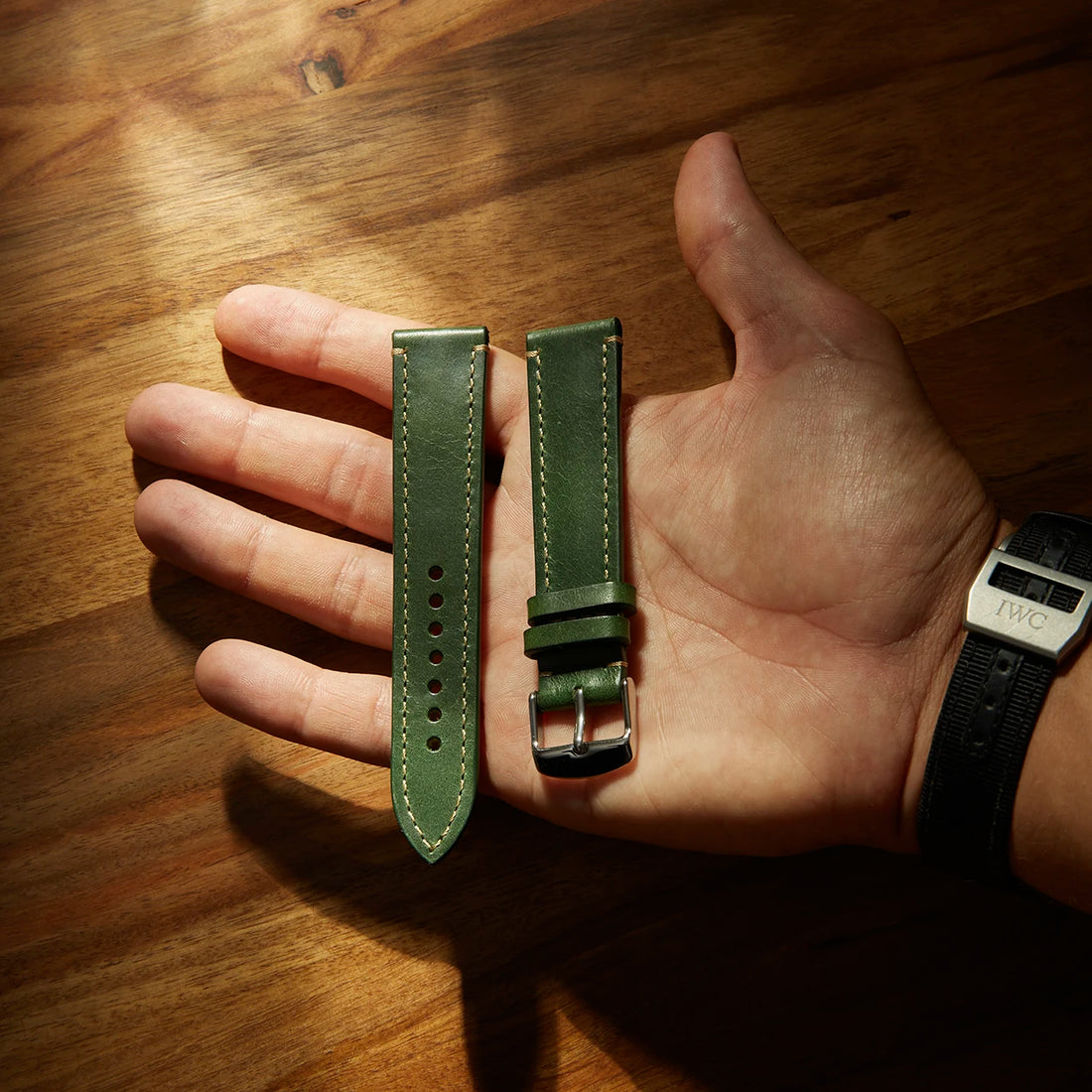 Leather Watch Strap &quot;The Klaus&quot; in Forest