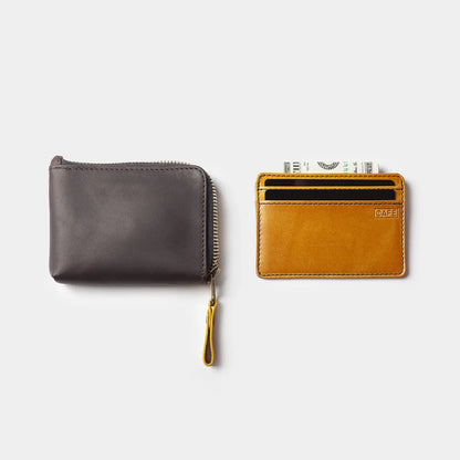 Leather Zip Wallet - Black Coffee