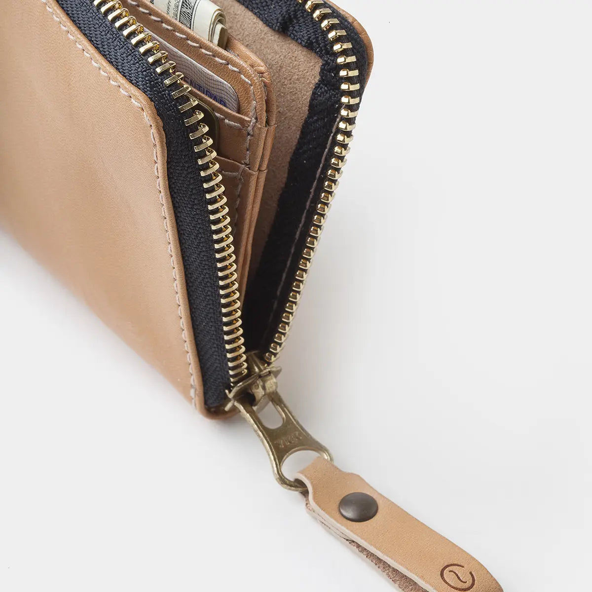 Leather Zip Wallet - Natural