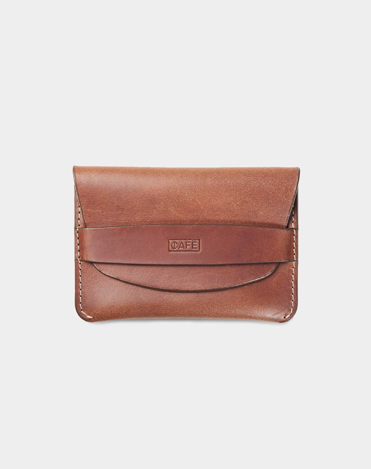 flap wallet brown for coins, cards and bills
