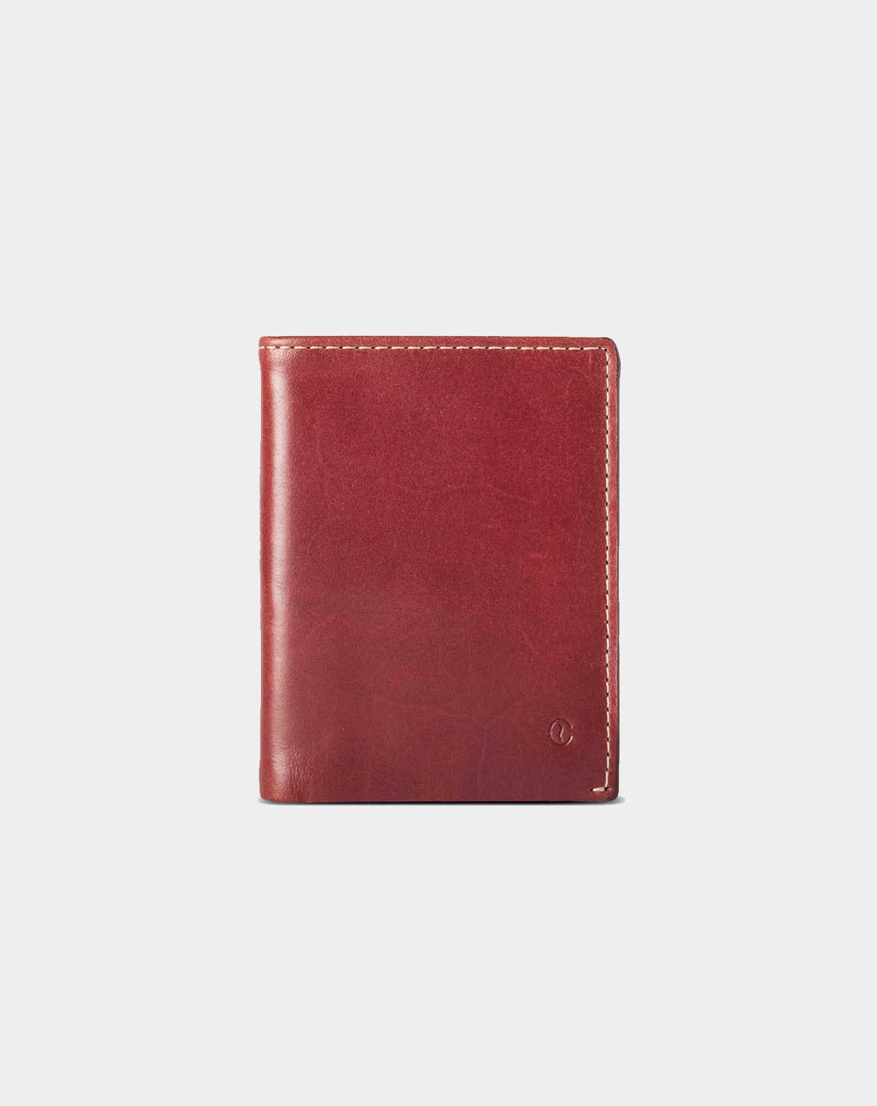 leather wallet slim red for coins and bills