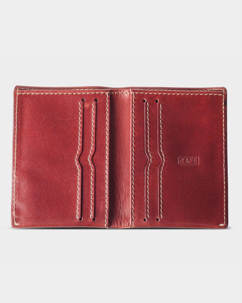 leather wallet red open