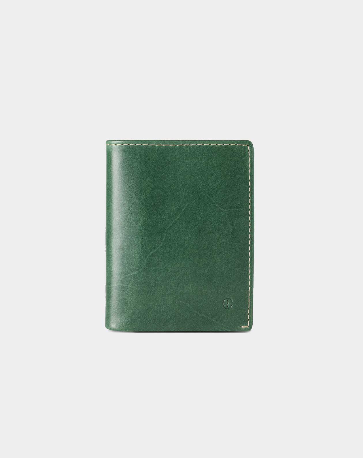 leather wallet slim green for coins and bills