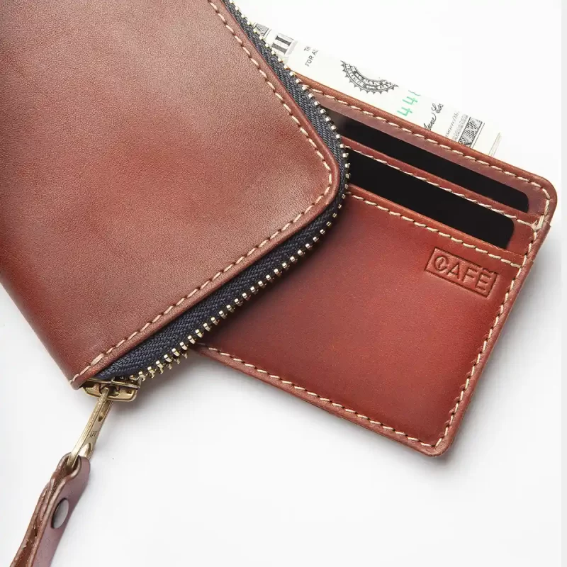 leather wallet brown detail