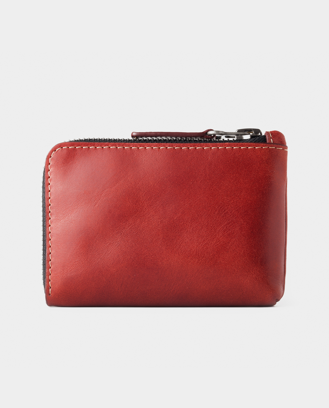 leather zip wallet red front