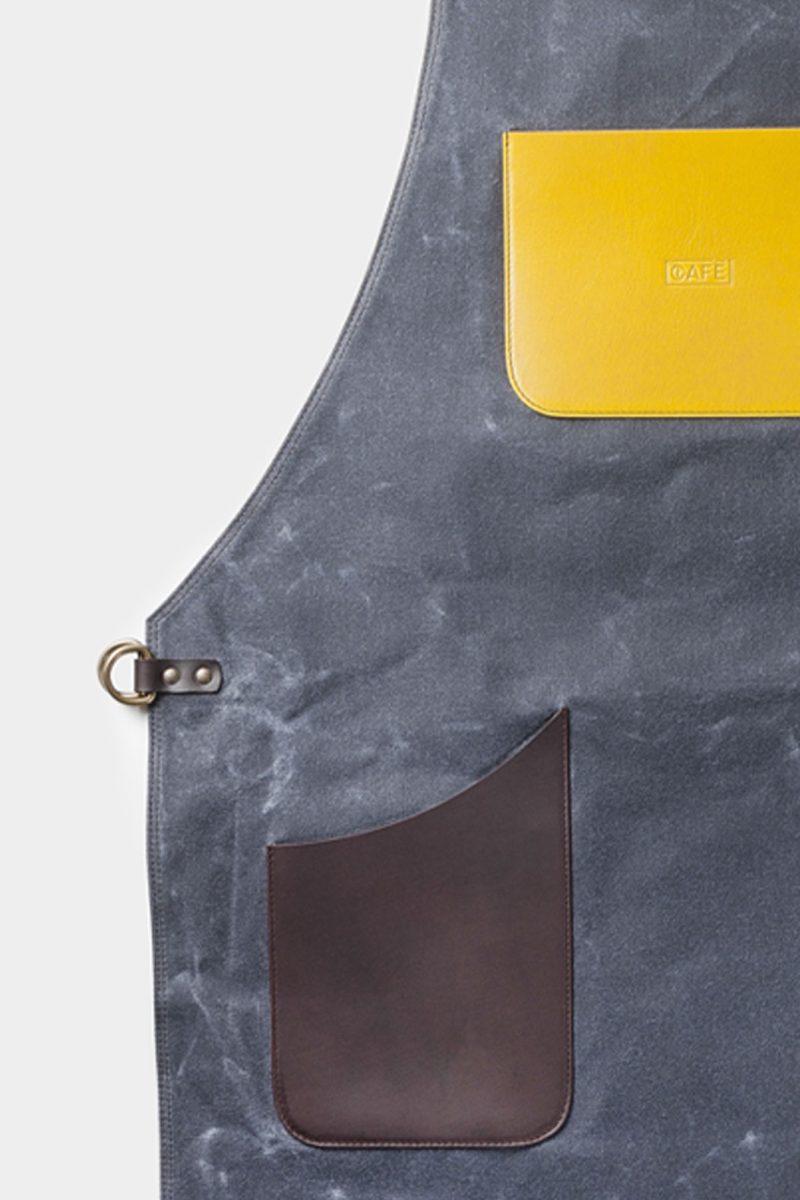 leather apron and canvas blue handcrafted in Spain