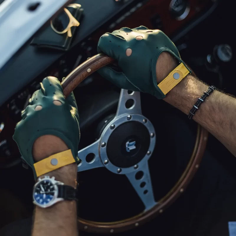 driving gloves green leather