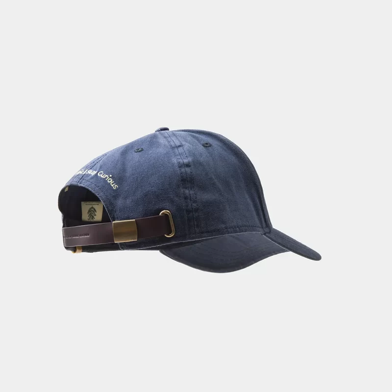 Blue cap with leather yellow patch.