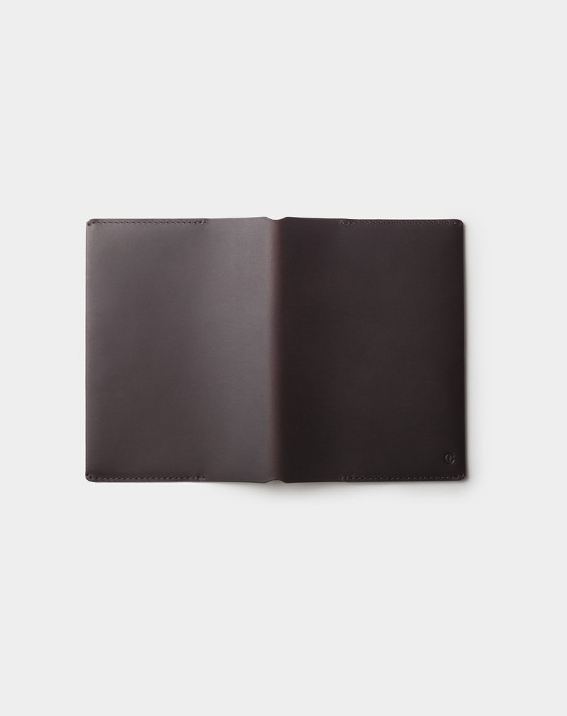 travel leather wallet black open back