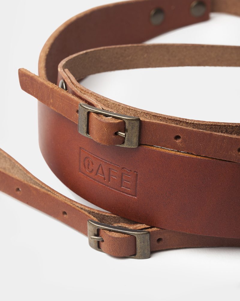 camera strap leather brown detail