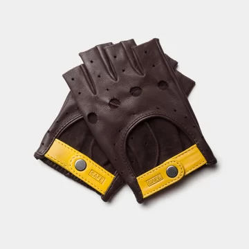 fingerless driving gloves black coffee details