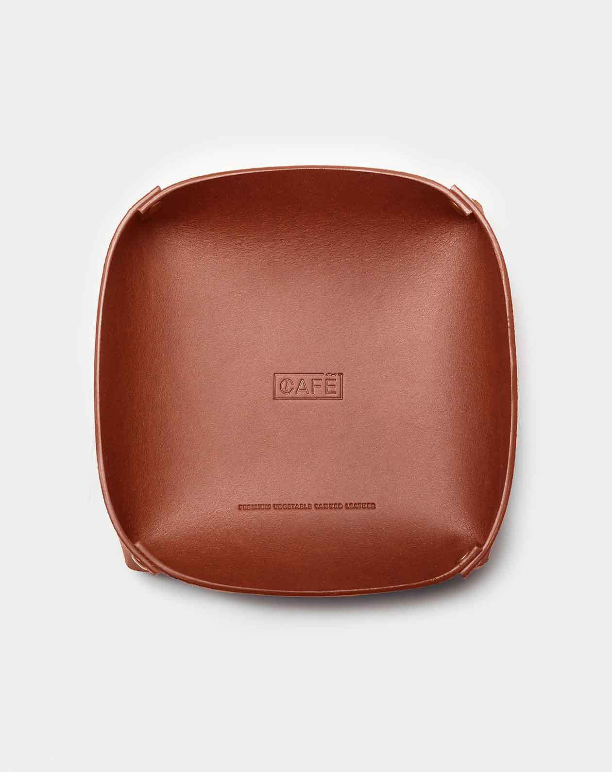Leather Valet Tray Brown Vegetable, Brown Leather Tray