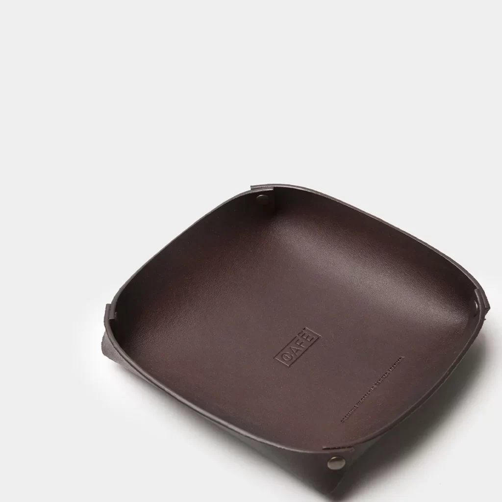 Leather Valet Tray – Black Coffee