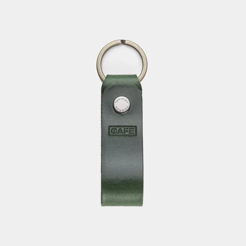 leather keychain forest