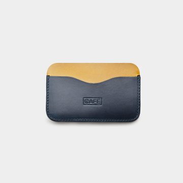 panama leather card holder blue and yellow