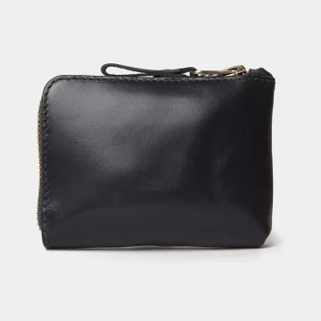 leather zip wallet black