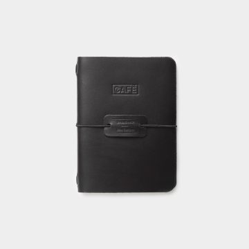 Leather a6 notebook all black front