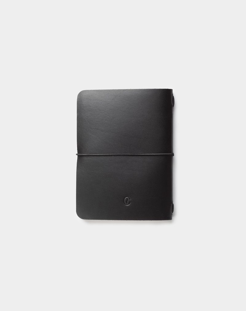 Leather a6 notebook all black back