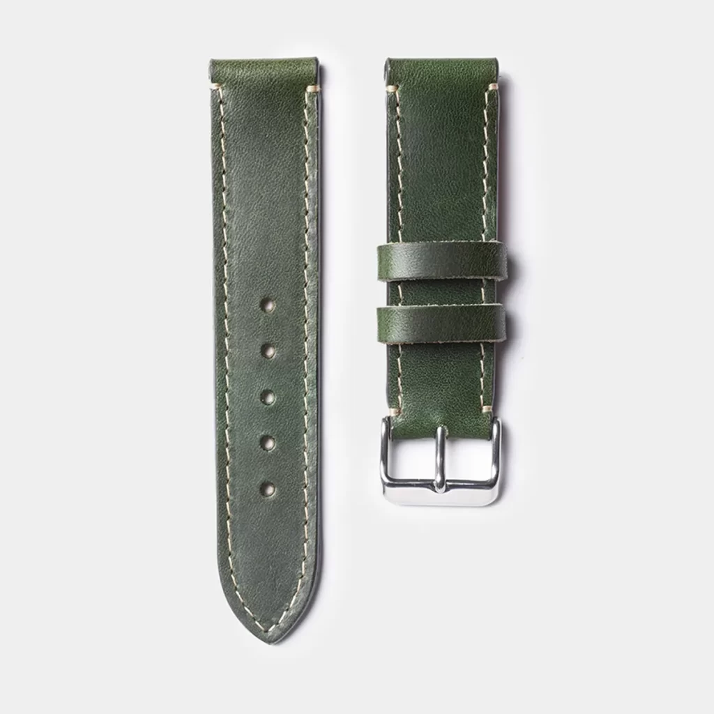 leather watch strap green