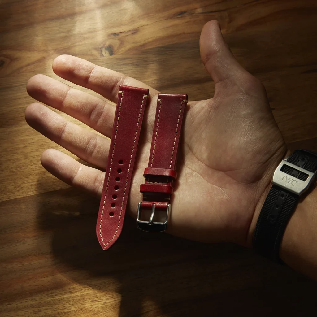 Leather Watch Strap “The Klaus” in Berry