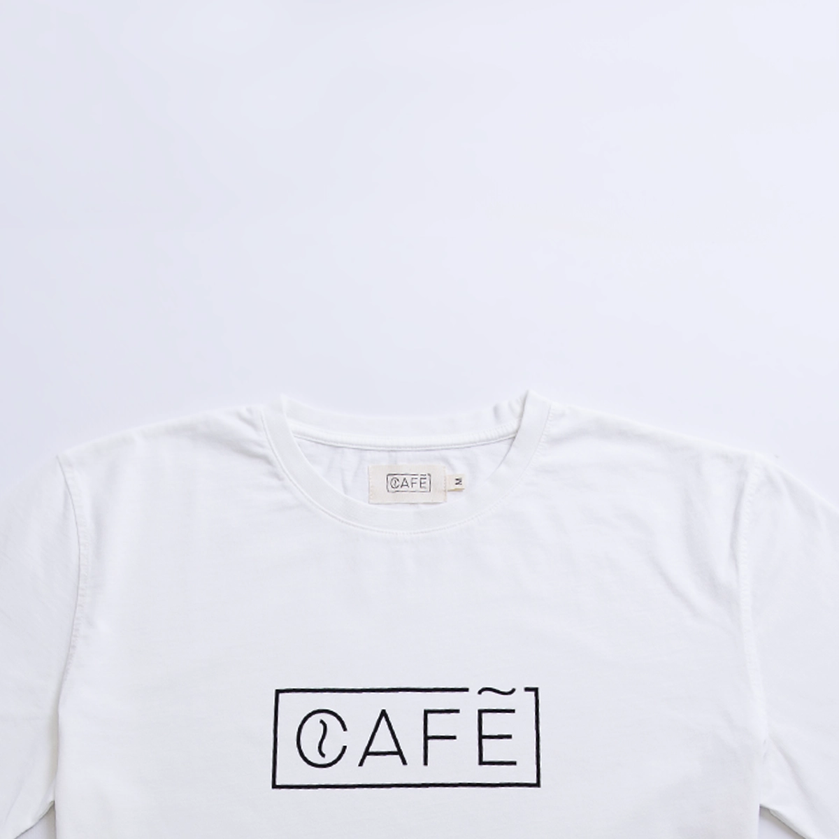 organic tee logo cafe white neck