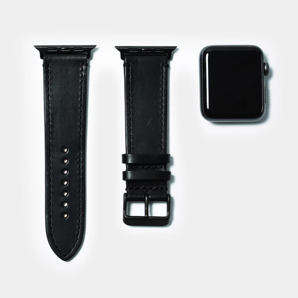 leather iwatch strap in black