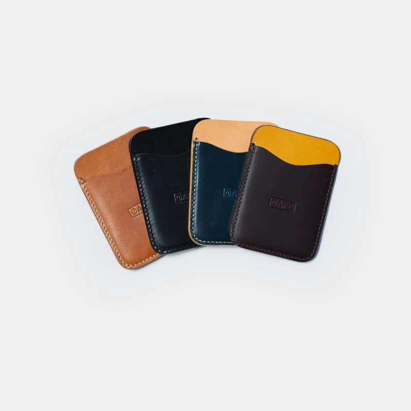 leather card holder black coffee all front