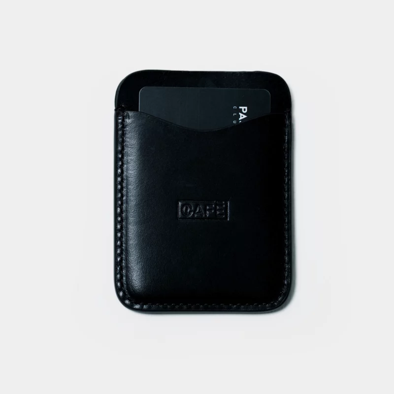 leather card holder all black front card