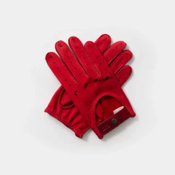 driving gloves suede red front